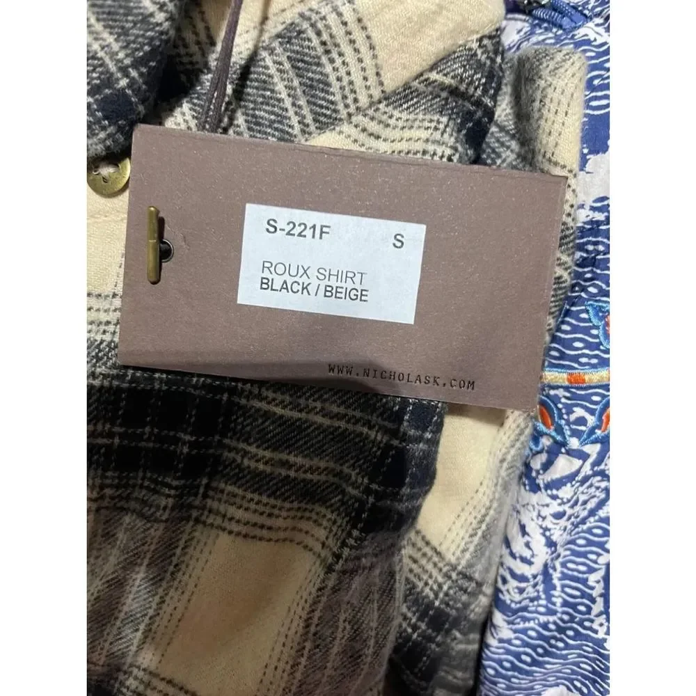 Free People x Nicholas K Roux Flannel Shirt Plaid sz Small - NWT